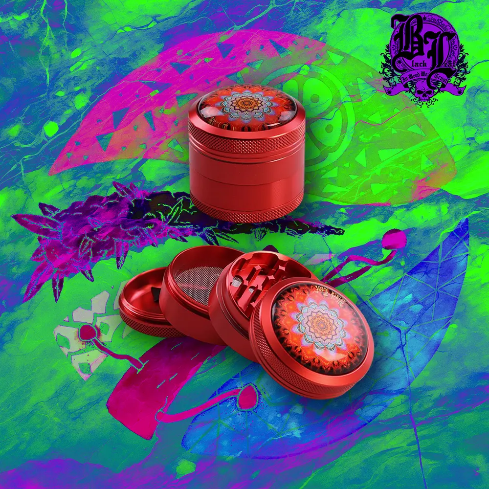 Black Leaf – Mandala Grinder Red