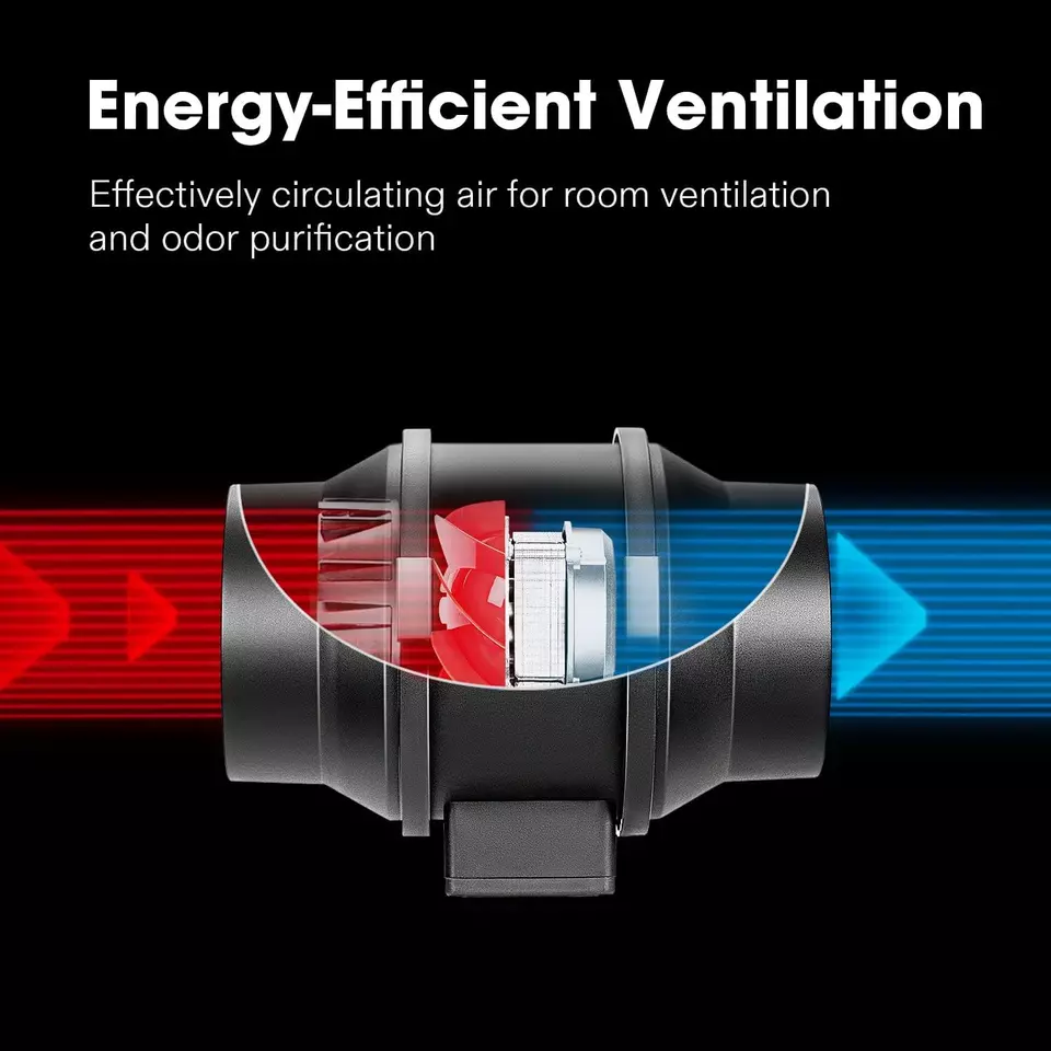 Plastic inline tube fan 4” with speed1